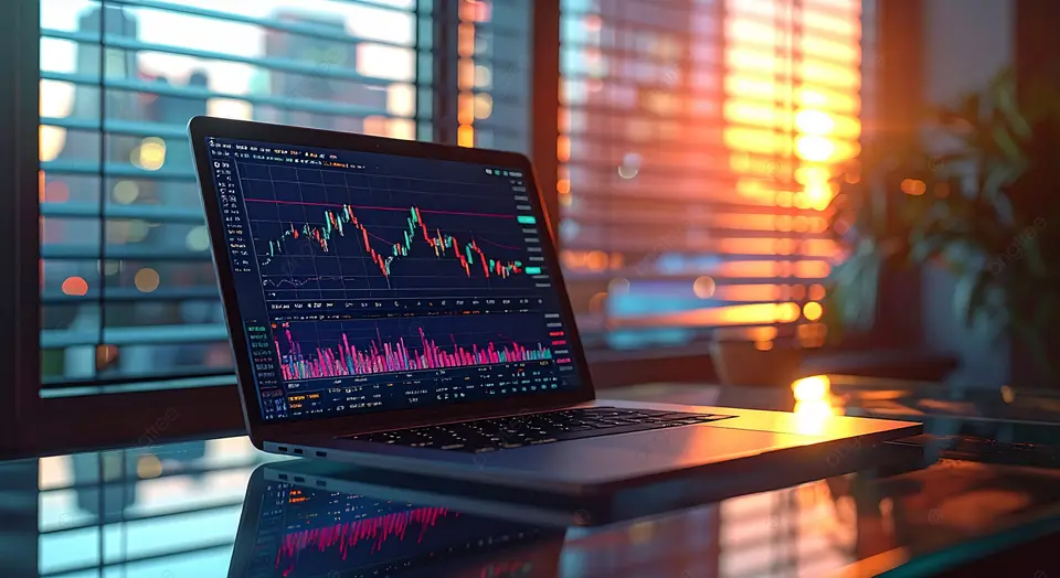 Ordenador con una gráfica de trading